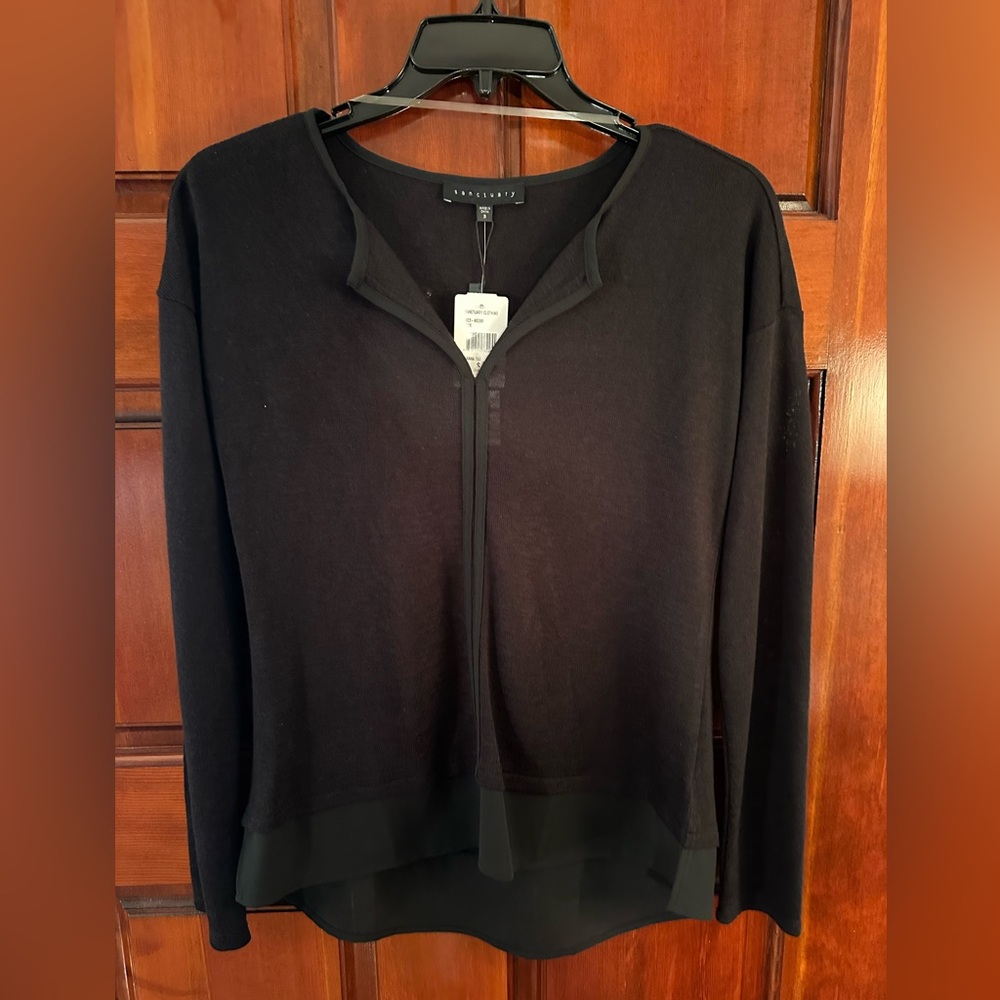Sanctuary Black Popover Black Sweater Blouse Size Small NWT